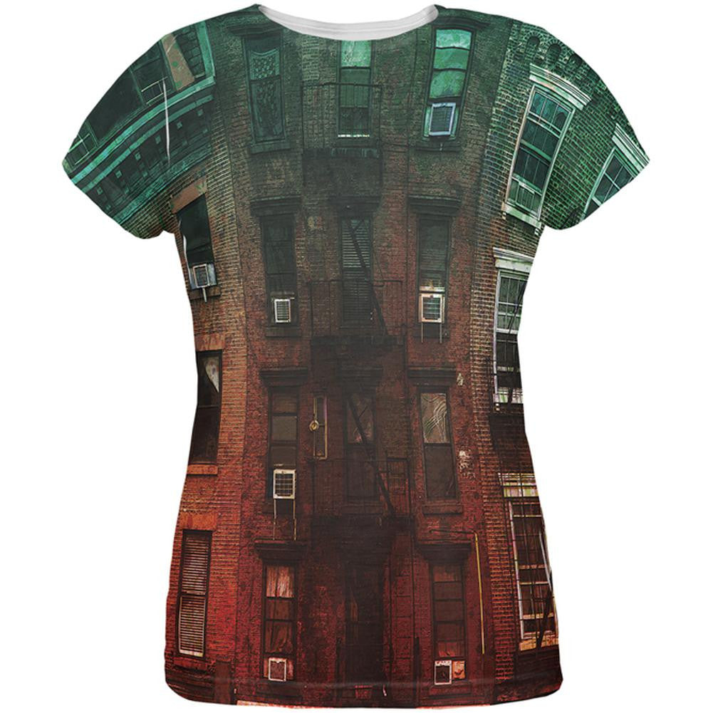 Urban Brick Building All Over Womens T-Shirt Women's T-Shirts Old Glory 2XL Multi 