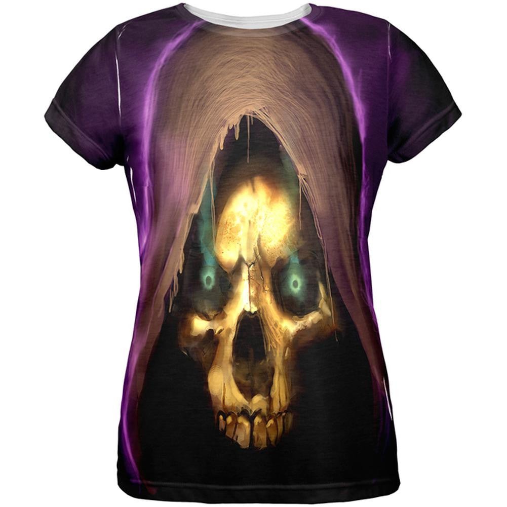 Halloween Grim Reaper All Over Womens T-Shirt Women's T-Shirts Old Glory 2XL Multi 