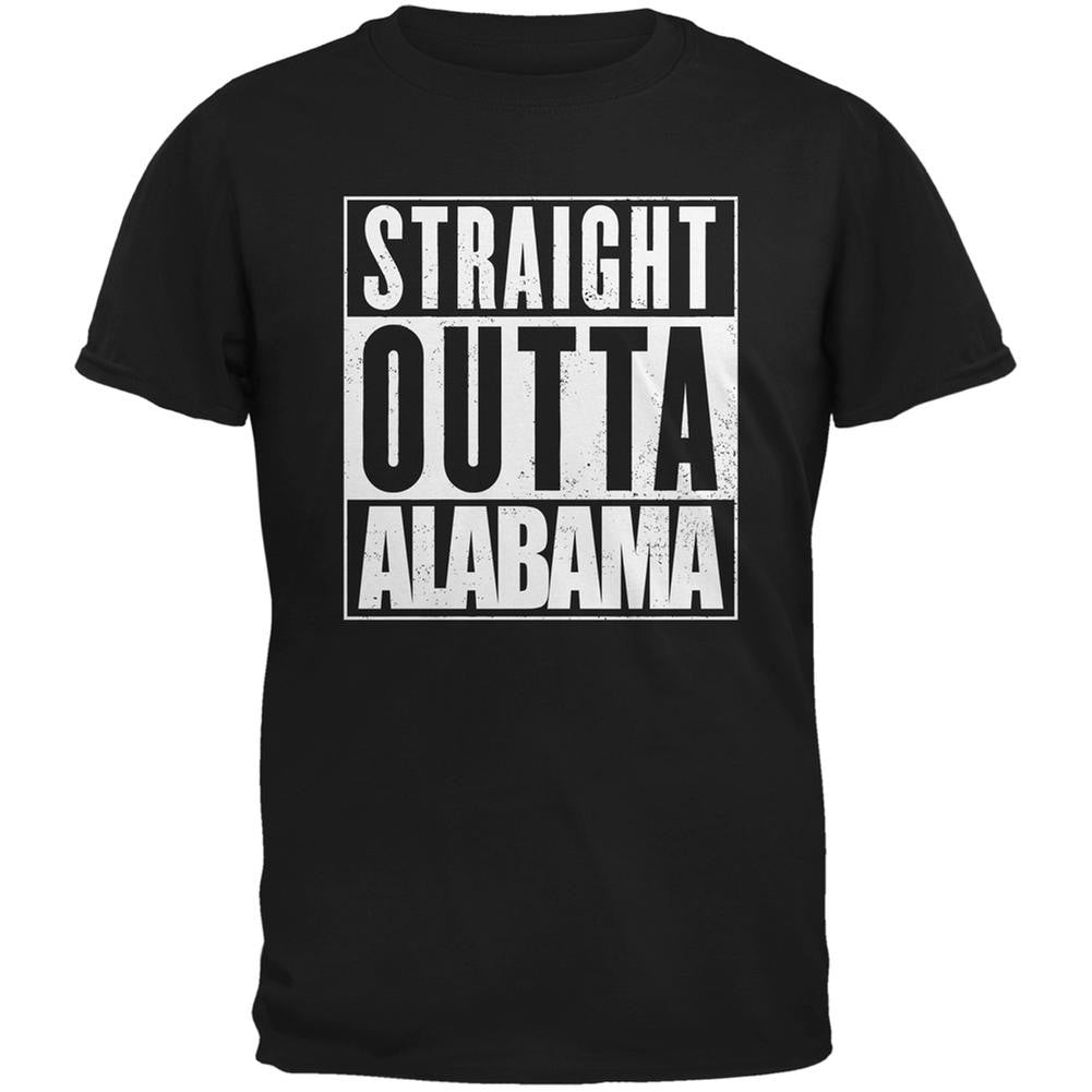 Straight Outta Alabama Black Adult T-Shirt Men's T-Shirts Old Glory 2XL Black 