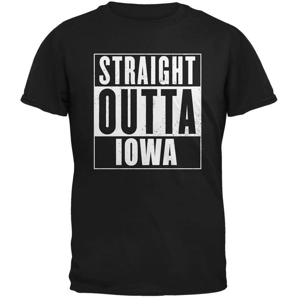 Straight Outta Iowa Black Adult T-Shirt Men's T-Shirts Old Glory 2XL Black 