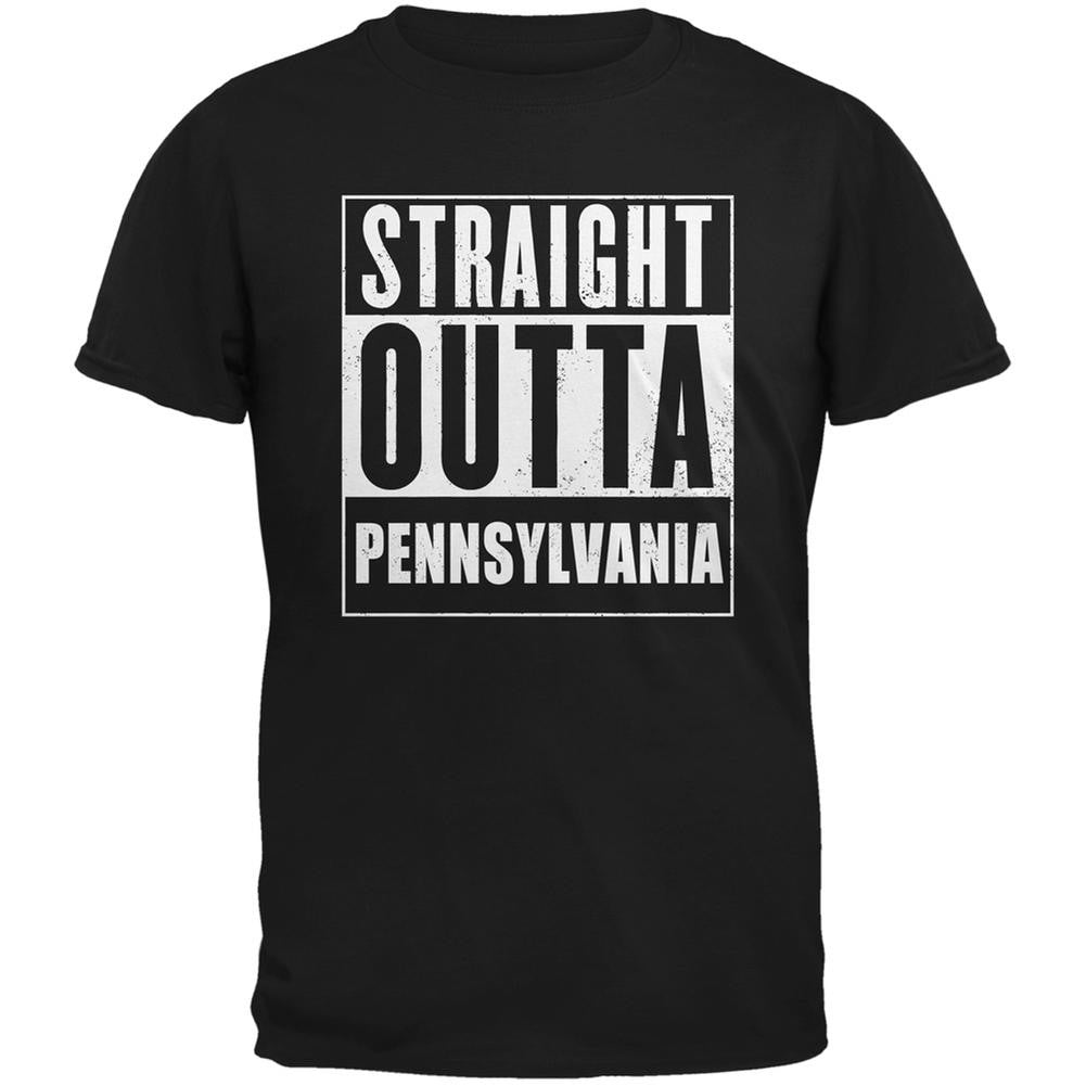 Straight Outta Pennsylvania Black Adult T-Shirt Men's T-Shirts Old Glory 2XL Black 