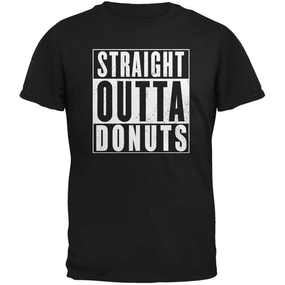 Straight Outta Donuts Black Adult T-Shirt Men's T-Shirts Old Glory 2XL Black 