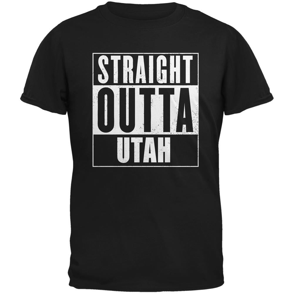 Straight Outta Utah Black Adult T-Shirt Men's T-Shirts Old Glory 2XL Black 