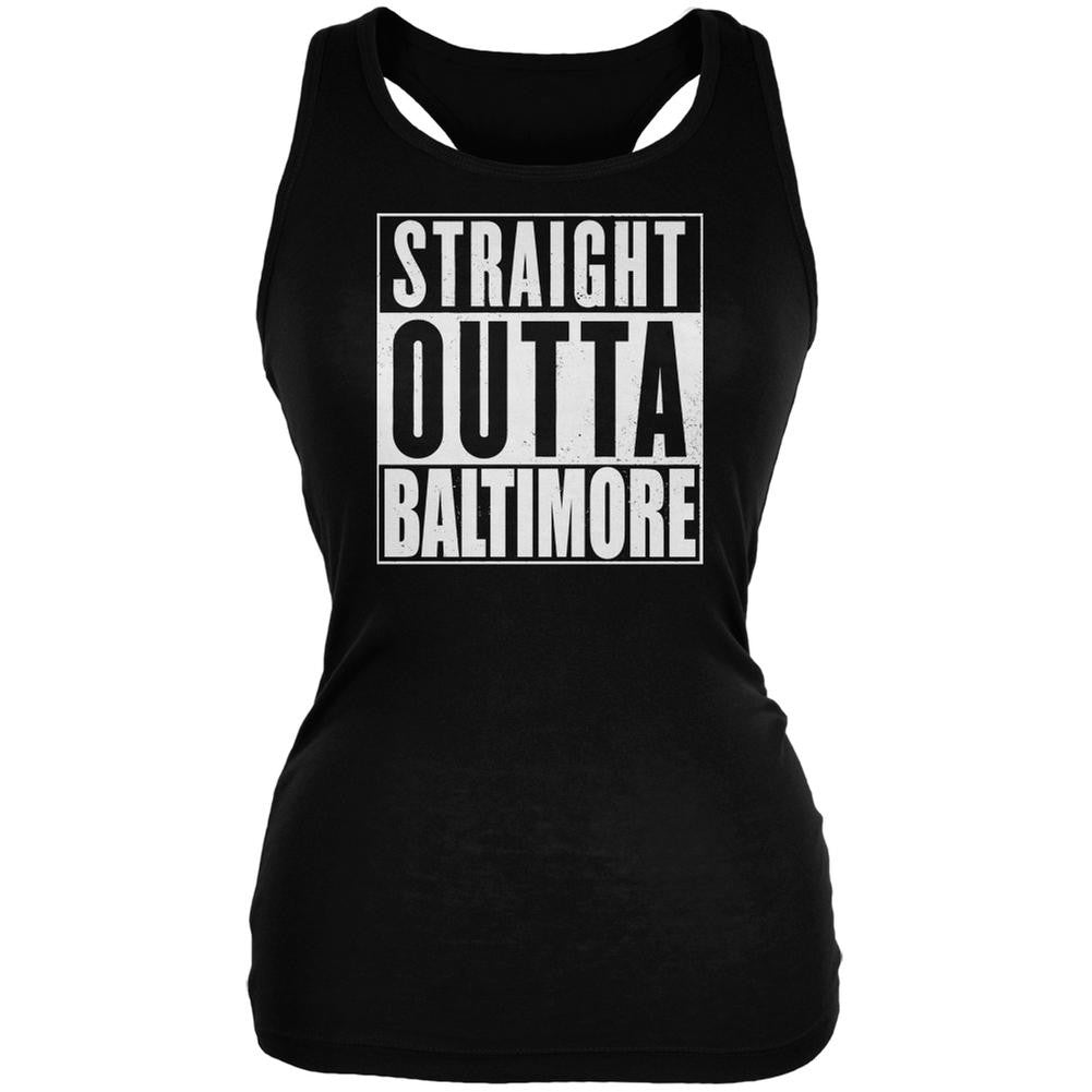 Straight Outta Baltimore Black Juniors Soft Tank Top Juniors Tank Tops Old Glory 2XL Black 