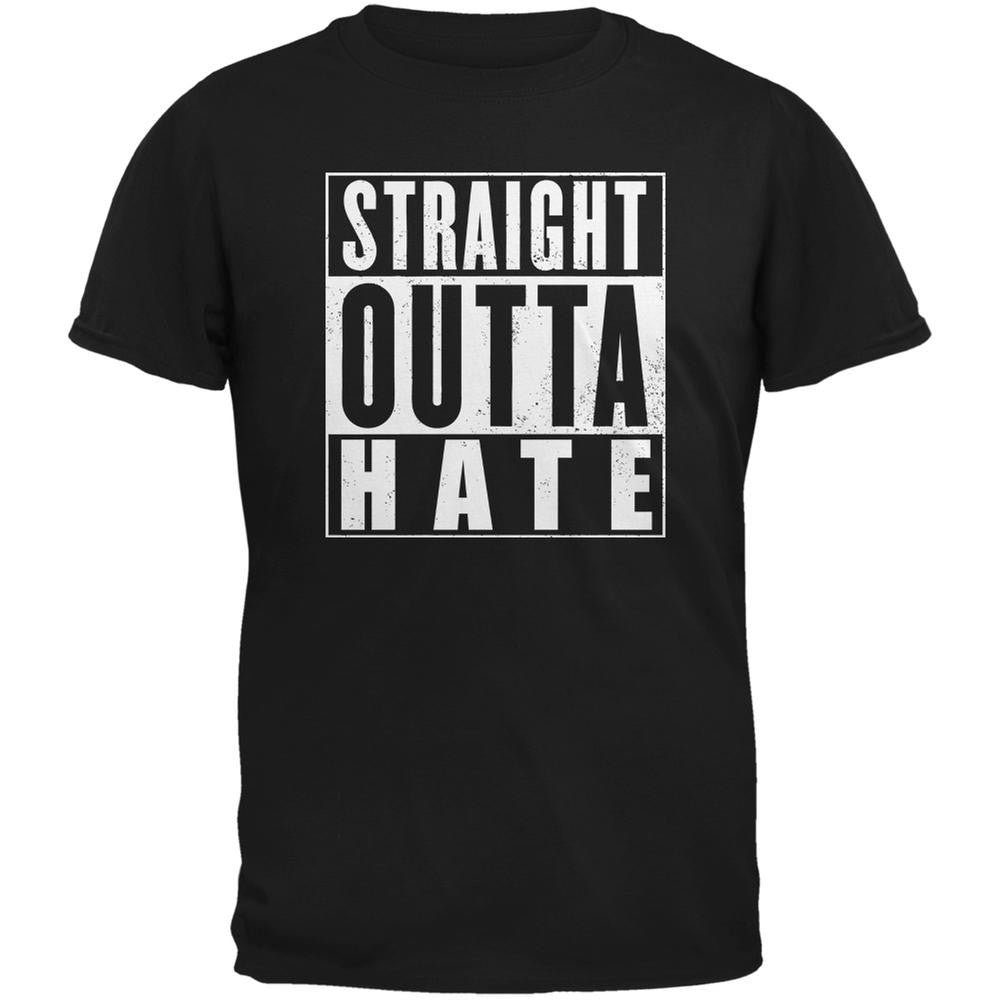 Straight Outta Hate Black Adult T-Shirt Men's T-Shirts Old Glory 2XL Black 