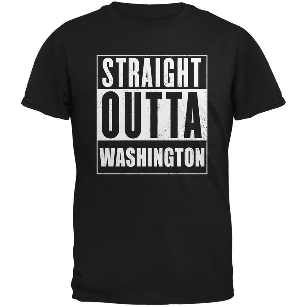 Straight Outta Washington Black Adult T-Shirt Men's T-Shirts Old Glory 2XL Black 