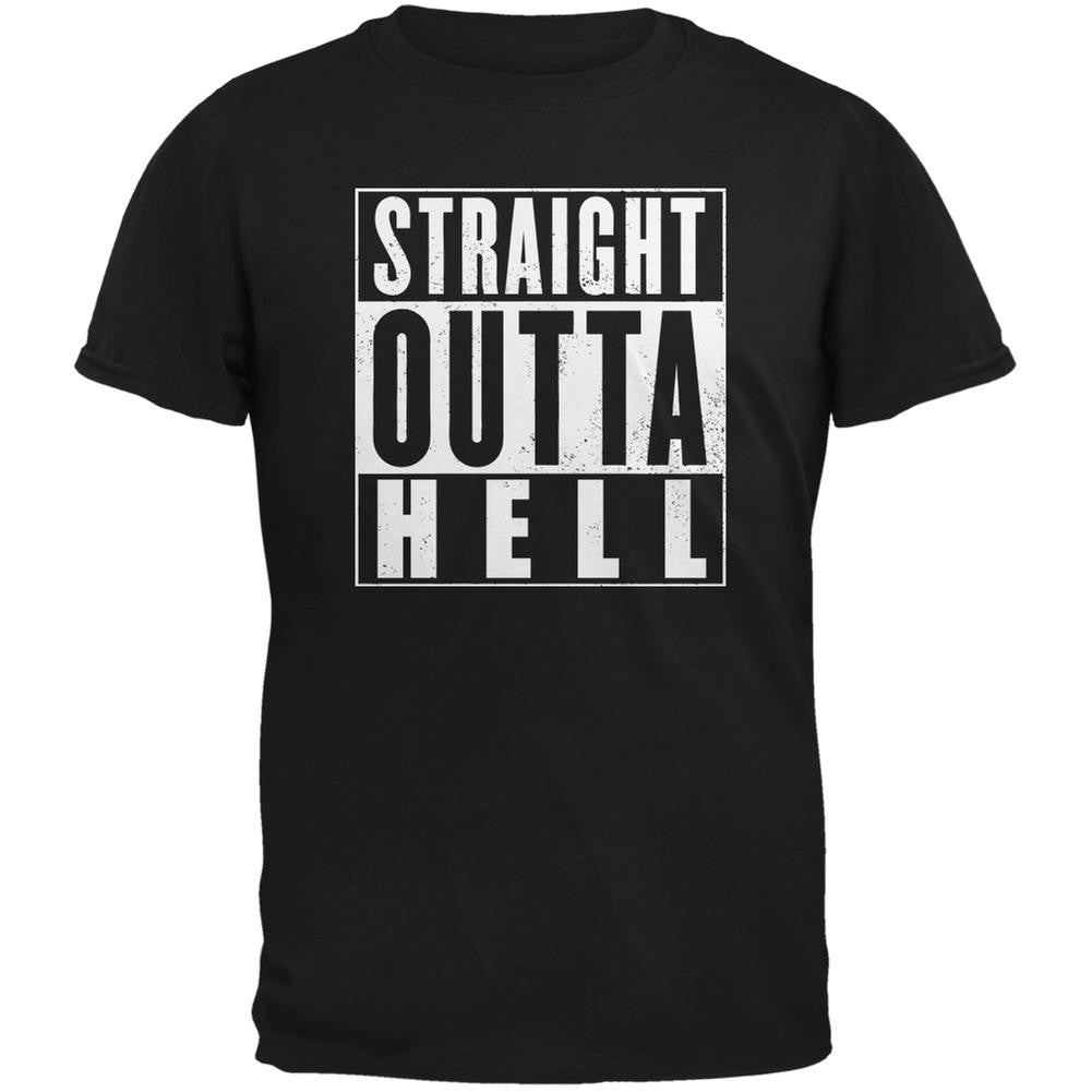 Straight Outta Hell Black Adult T-Shirt Men's T-Shirts Old Glory 2XL Black 