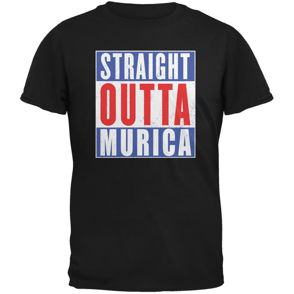 Straight Outta July 4th Murica Funny Black Adult T-Shirt Men's T-Shirts Grateful Dead 2XL Black 