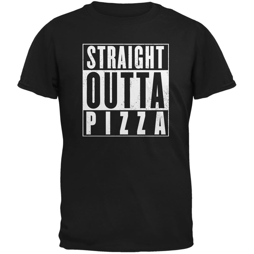 Straight Outta Pizza Funny Black Adult T-Shirt Men's T-Shirts Old Glory 2XL Black 