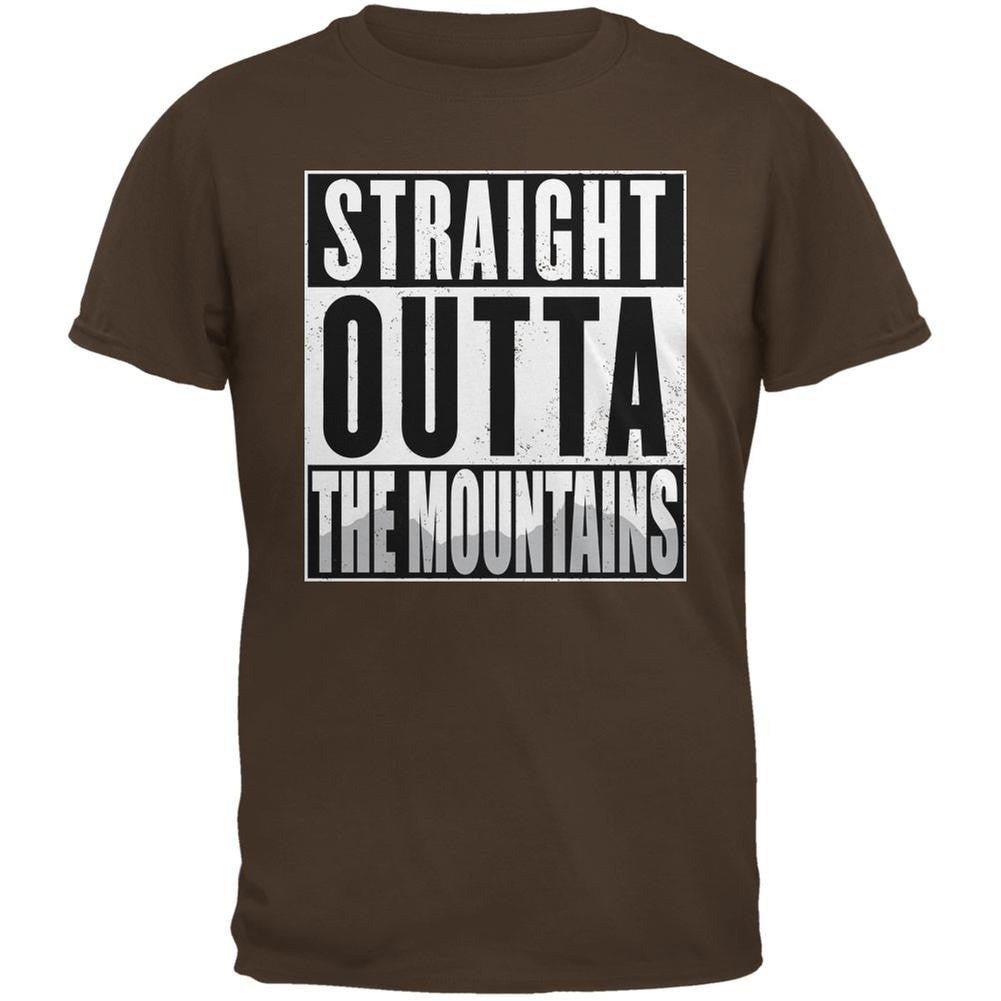 Straight Outta the Mountains Brown Adult T-Shirt Men's T-Shirts Old Glory 2XL Brown 