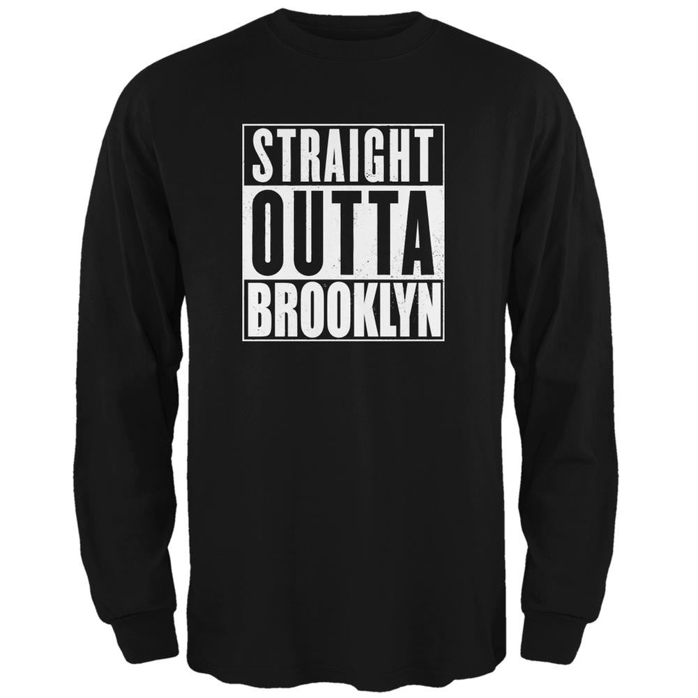 Straight Outta Brooklyn Black Adult Long Sleeve T-Shirt Men's Long Sleeves Old Glory 2XL Black 