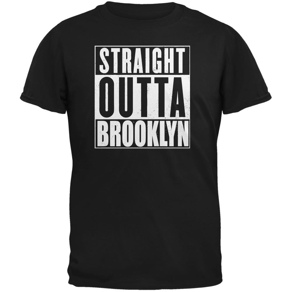 Straight Outta Brooklyn Black Adult T-Shirt Men's T-Shirts Old Glory 2XL Black 