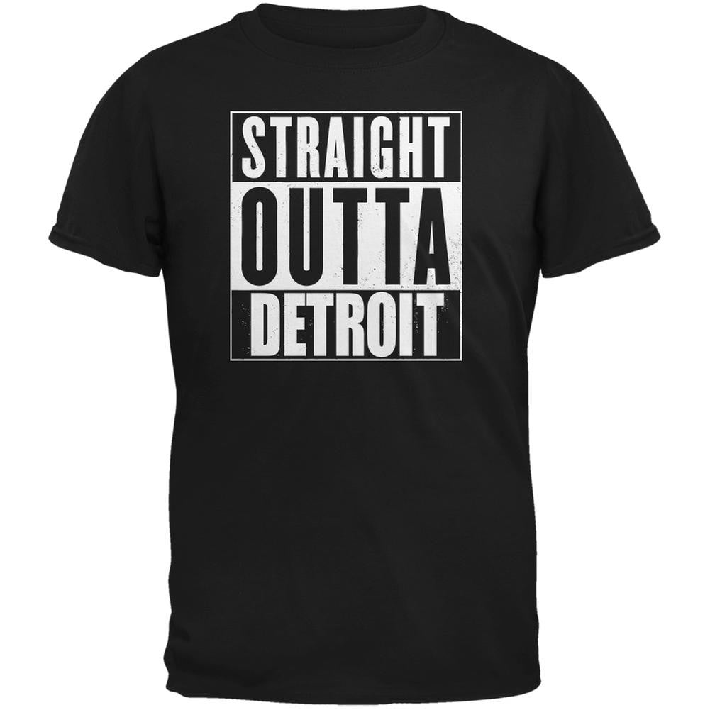 Straight Outta Detroit Black Adult T-Shirt Men's T-Shirts Old Glory 2XL Black 