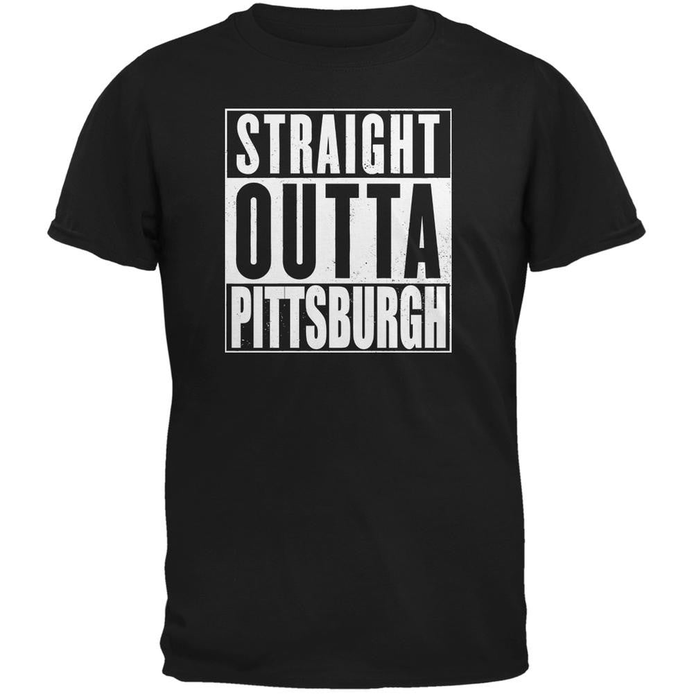 Straight Outta Pittsburgh Black Adult T-Shirt Men's T-Shirts Old Glory 2XL Black 