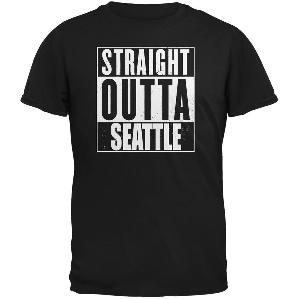 Straight Outta Seattle Black Adult T-Shirt Men's T-Shirts Old Glory 2XL Black 