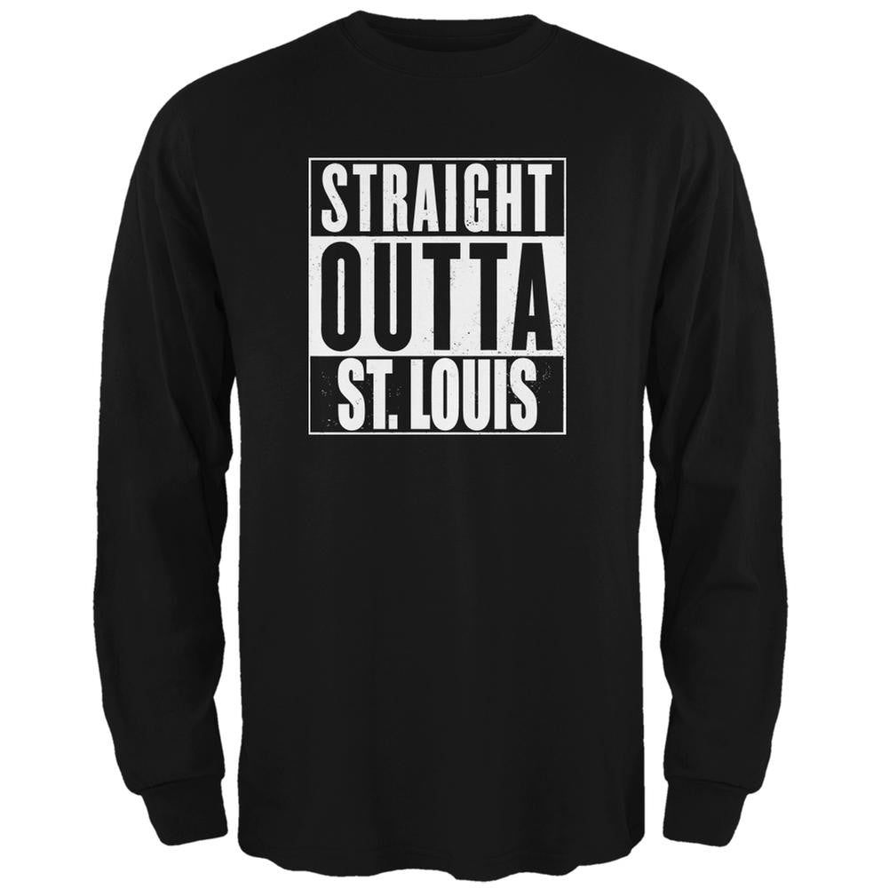 Straight Outta St. Louis Black Adult Long Sleeve T-Shirt Men's Long Sleeves Old Glory 2XL Black 