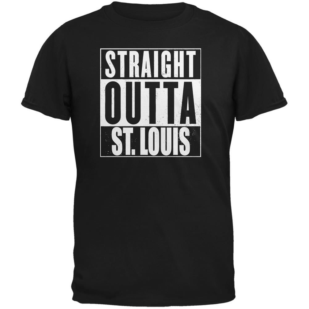 Straight Outta St. Louis Black Adult T-Shirt Men's T-Shirts Old Glory 2XL Black 