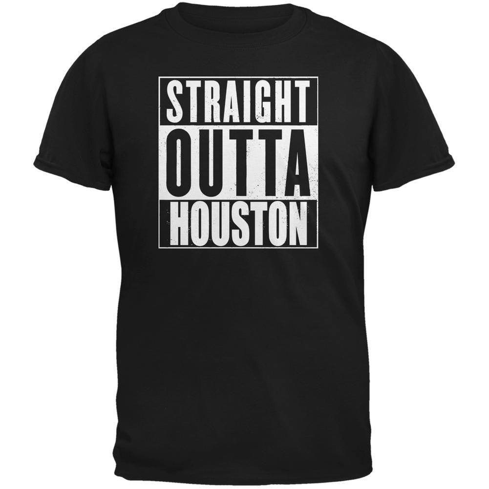 Straight Outta Houston Black Adult T-Shirt Men's T-Shirts Old Glory 2XL Black 