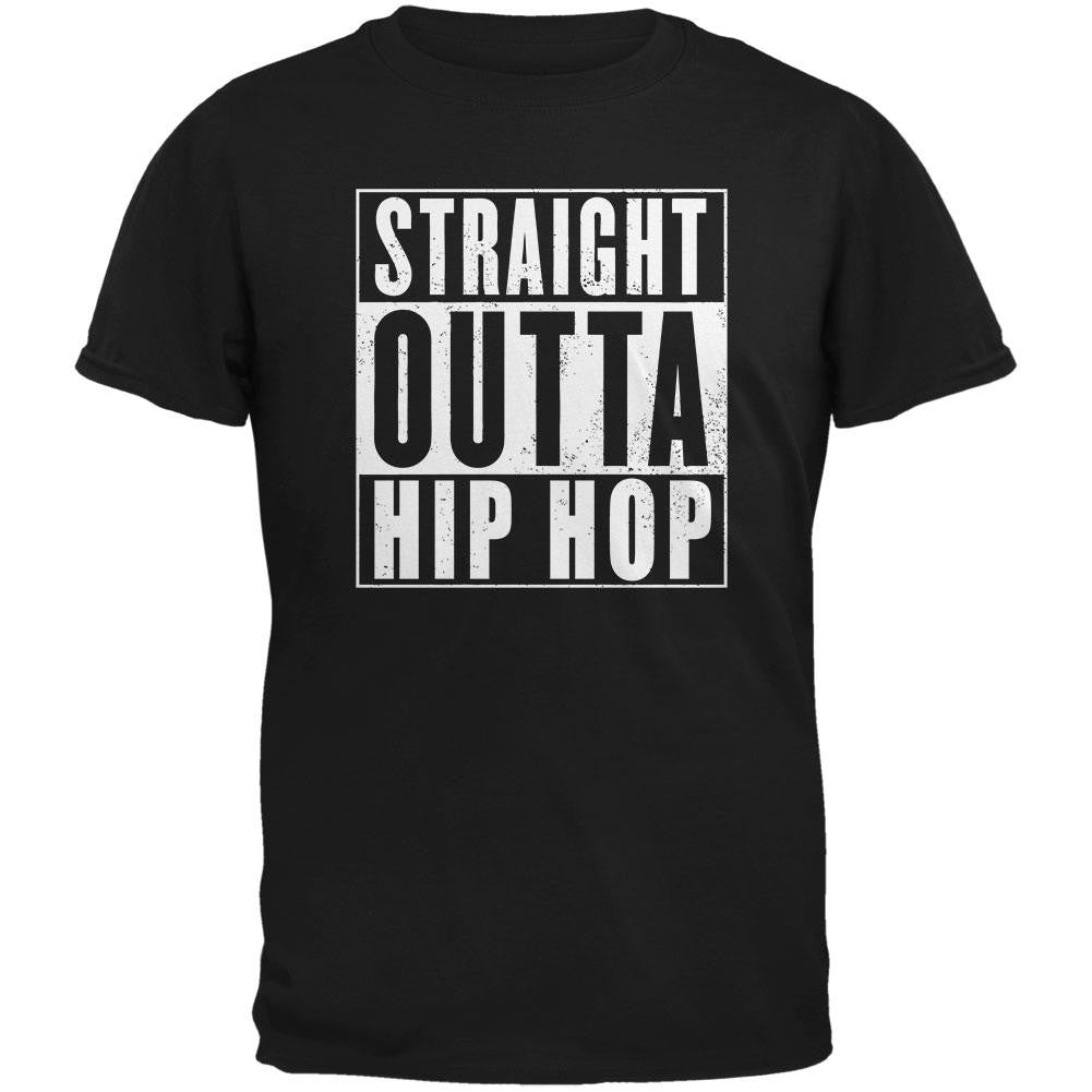 Straight Outta Hip Hop Black Adult T-Shirt Men's T-Shirts Old Glory SM Black 