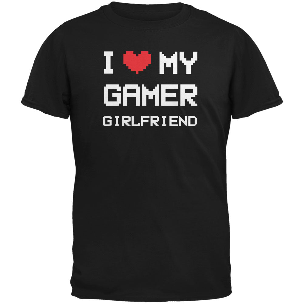 I Heart Love My Gamer Girlfriend Black Adult T-Shirt Men's T-Shirts Old Glory 3XL Black 