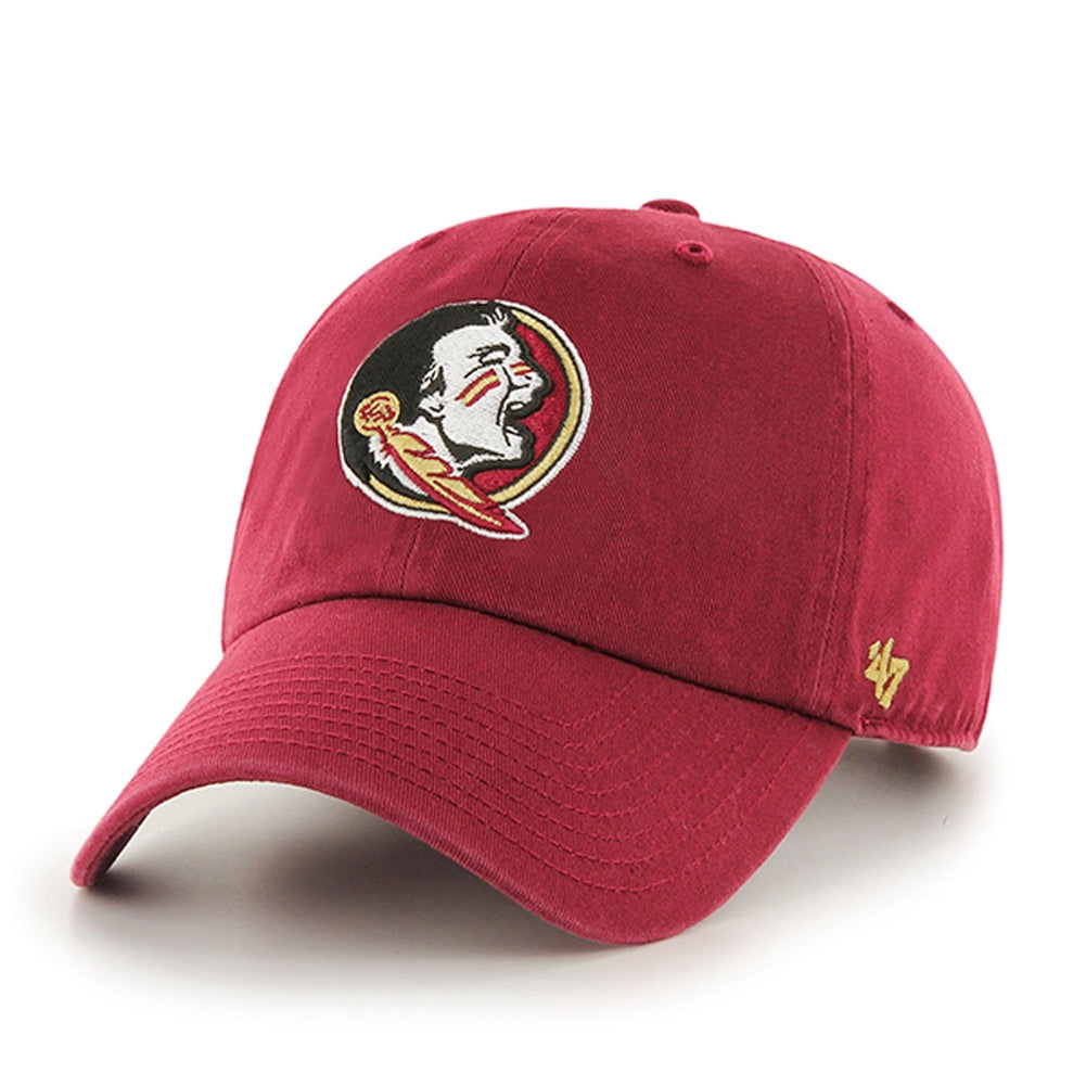 Florida State Seminoles - Native Head Logo Cardinal Clean Up Adjustable Baseball Cap Adjustable Baseball Caps Old Glory OS Red 