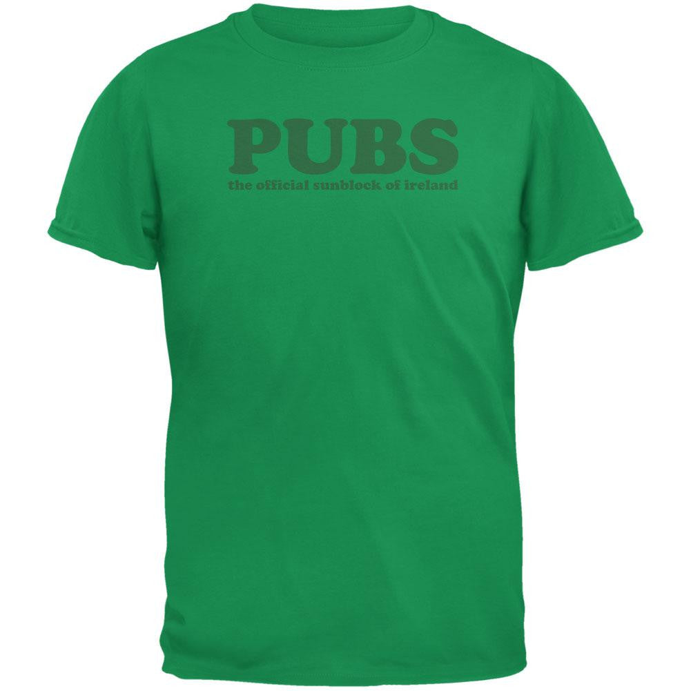 St Patricks Day Pubs Sunblock Ireland Irish Green Adult T-Shirt Men's T-Shirts Old Glory 2XL Green 