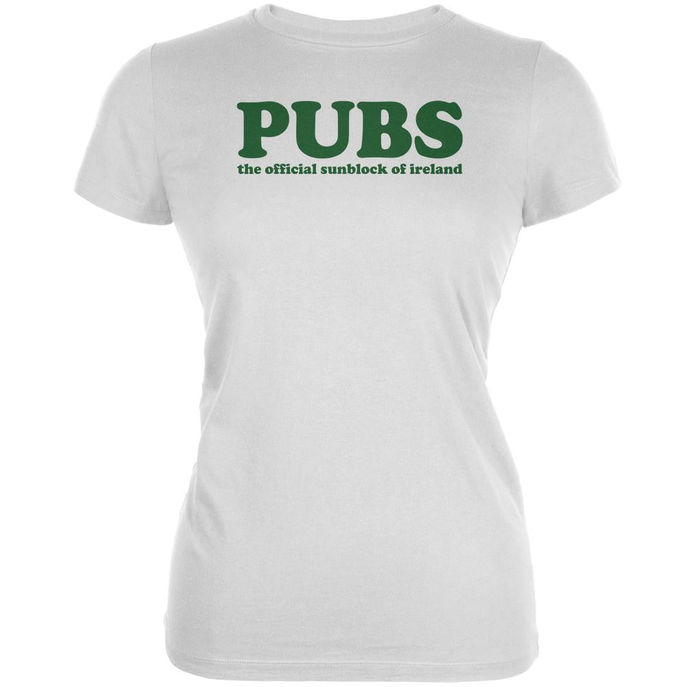 St Patricks Day Pubs Sunblock Ireland White Juniors Soft T-Shirt Juniors T-Shirts Old Glory 2XL White 