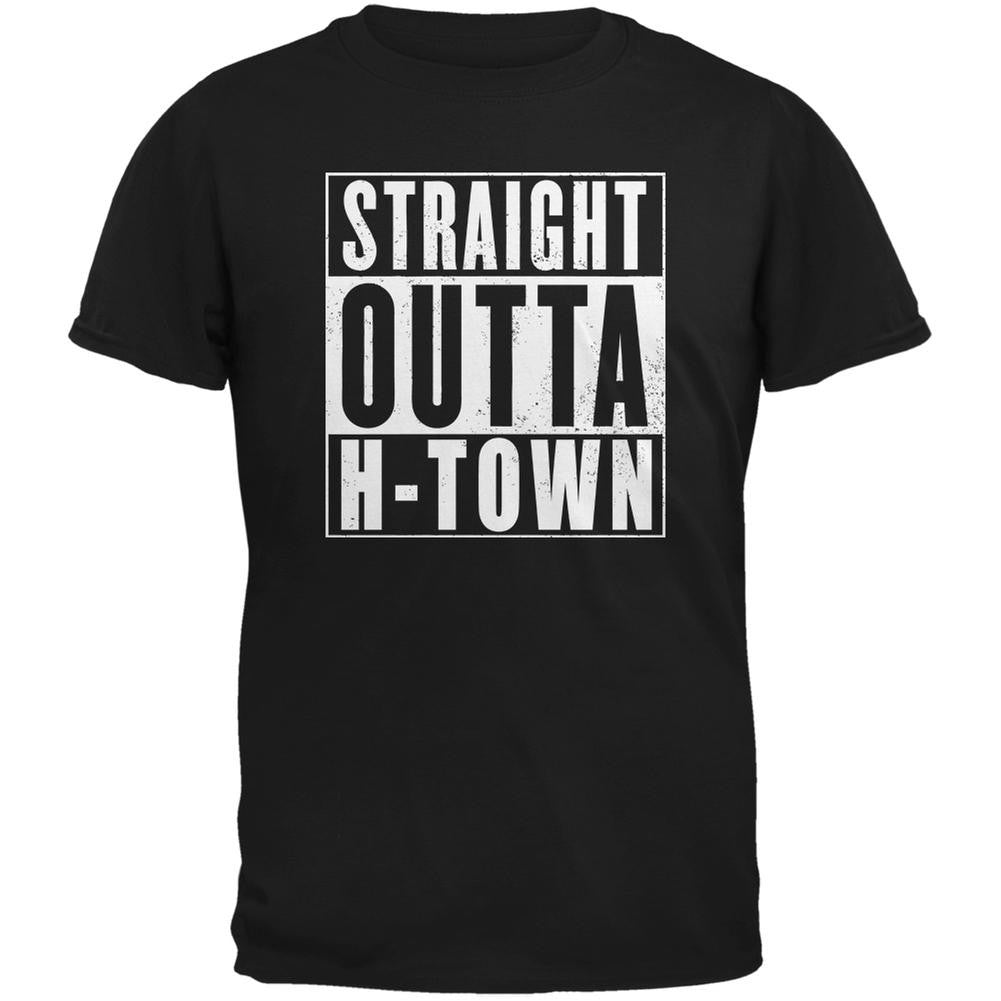 Straight Outta H-Town Black Adult T-Shirt Men's T-Shirts Old Glory 2XL Black 