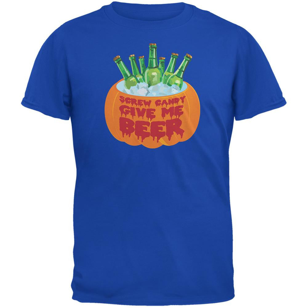 Halloween Screw Candy Give Me Beer Royal Adult T-Shirt Men's T-Shirts Old Glory SM Blue 