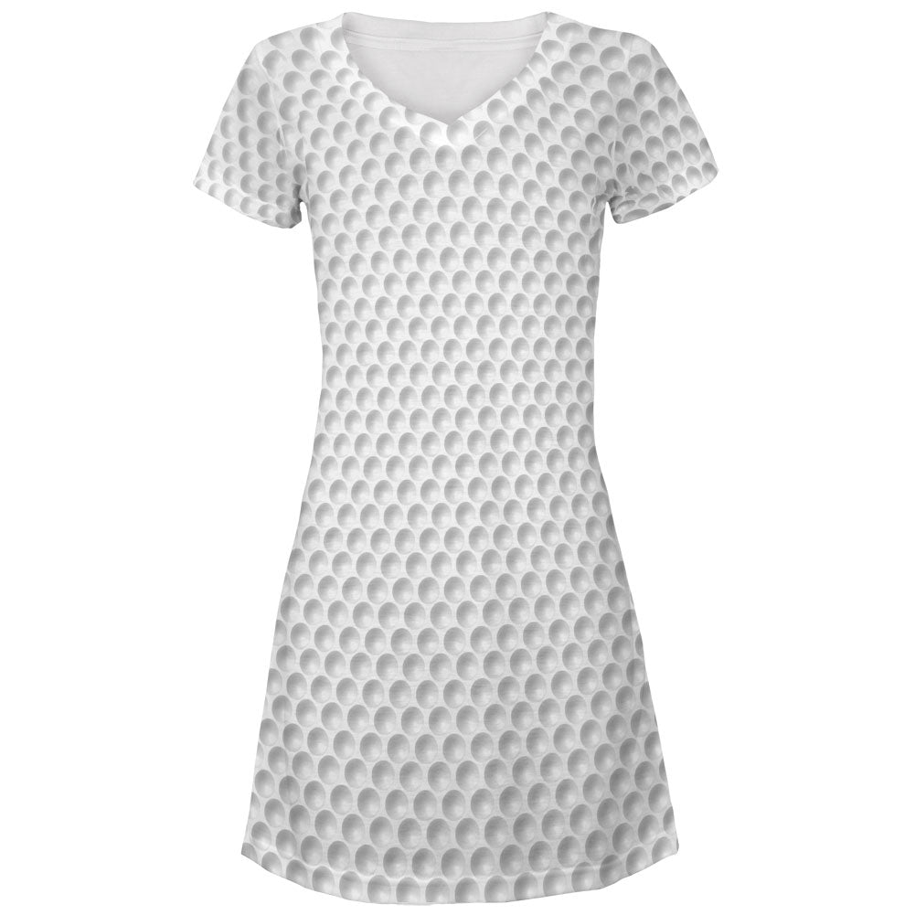 Halloween Golf Ball Costume White Juniors V-Neck Beach Cover-Up Dress Juniors Dresses Old Glory LG White 
