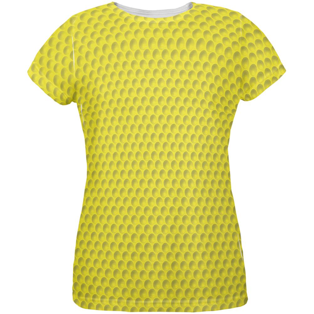 Halloween Golf Ball Costume Yellow All Over Womens T-Shirt Women's T-Shirts Old Glory 2XL White 