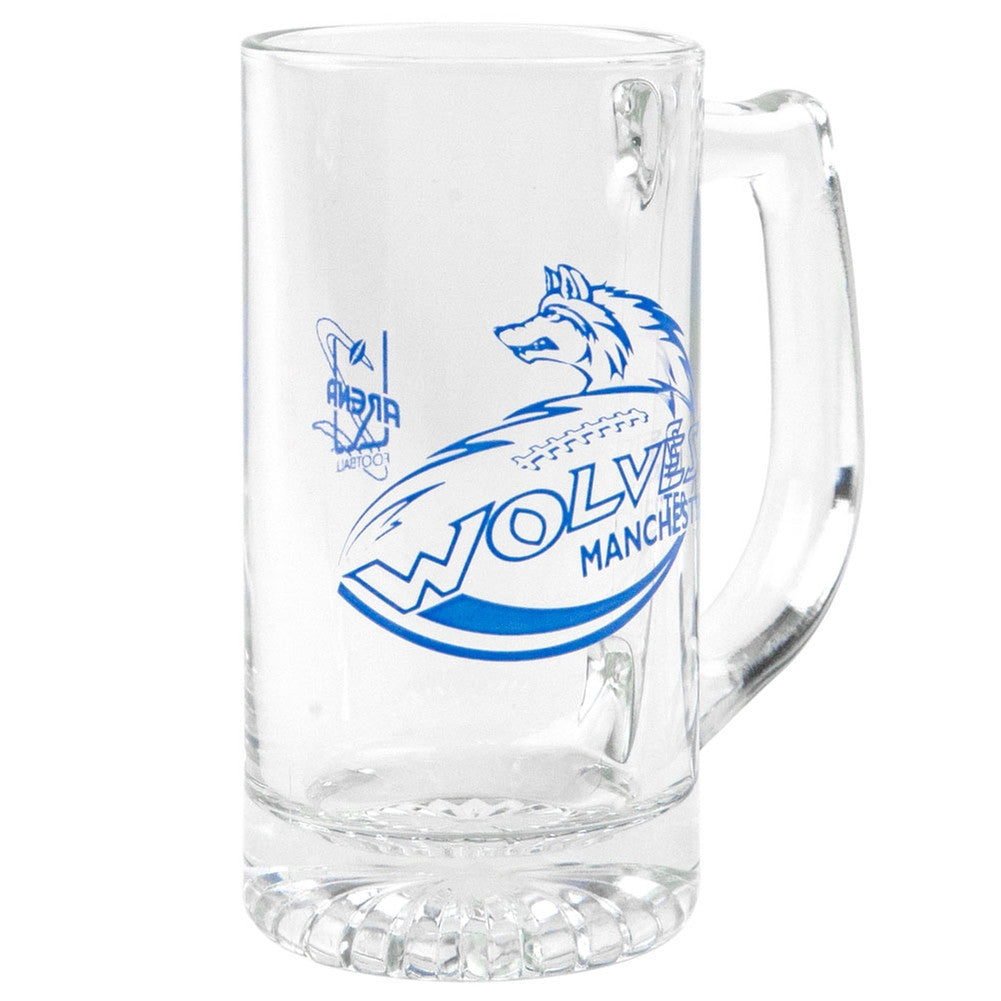 Manchester Wolves - Logo Glass Beer Mug Beer Mugs & Steins Old Glory OS Multi 