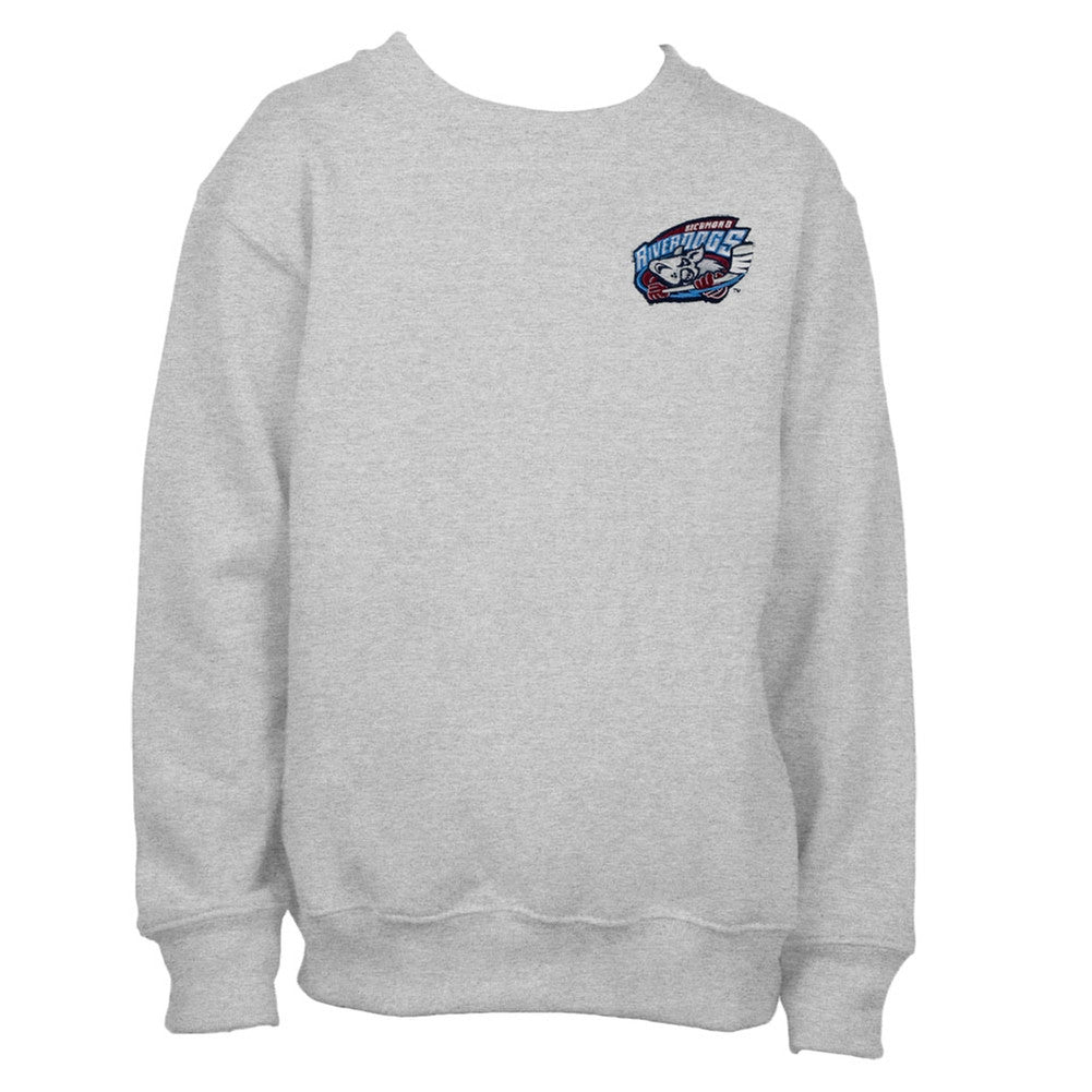 Richmond Riverdogs - Crest Logo Grey Youth Crew Sweatshirt Youth Sweatshirts Richmond Riverdogs   