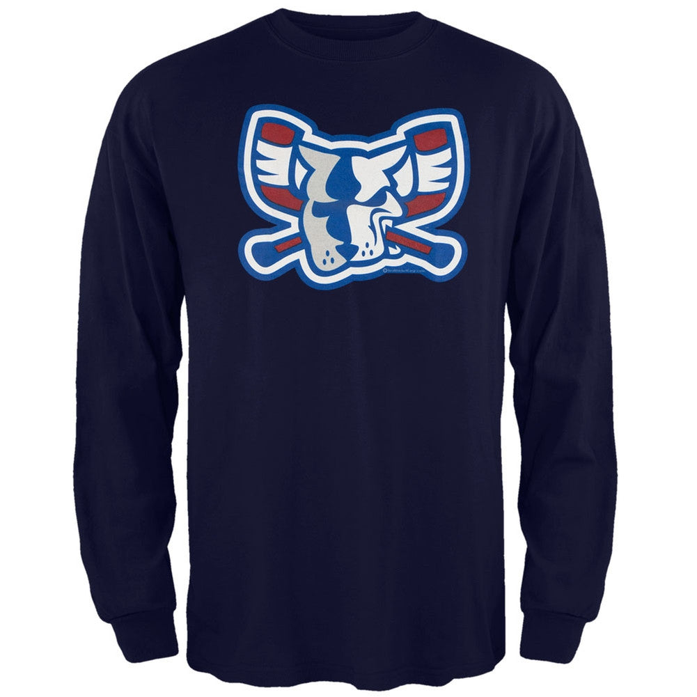 Richmond Riverdogs - Team Colors Mad Dog Logo Navy Adult Long Sleeve T-Shirt Men's Long Sleeves Richmond Riverdogs   