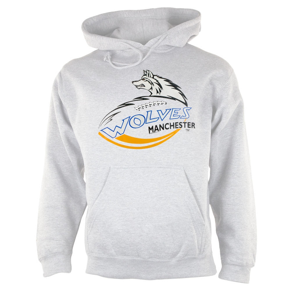 Manchester Wolves - Logo Grey Adult Pullover Hoodie Men's Hoodies Manchester Wolves LG Multi 