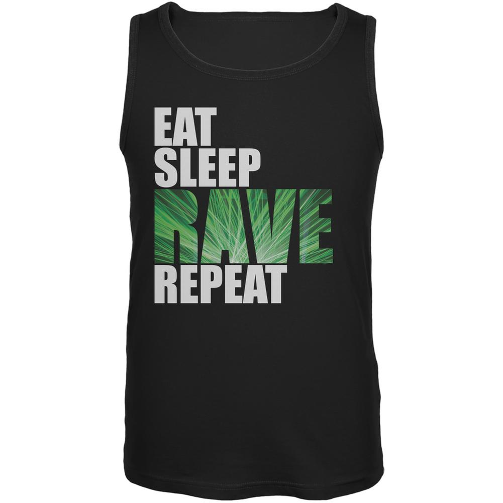 Eat Sleep Rave Repeat Black Adult Tank Top Men's Tank Tops Old Glory 2XL Black 