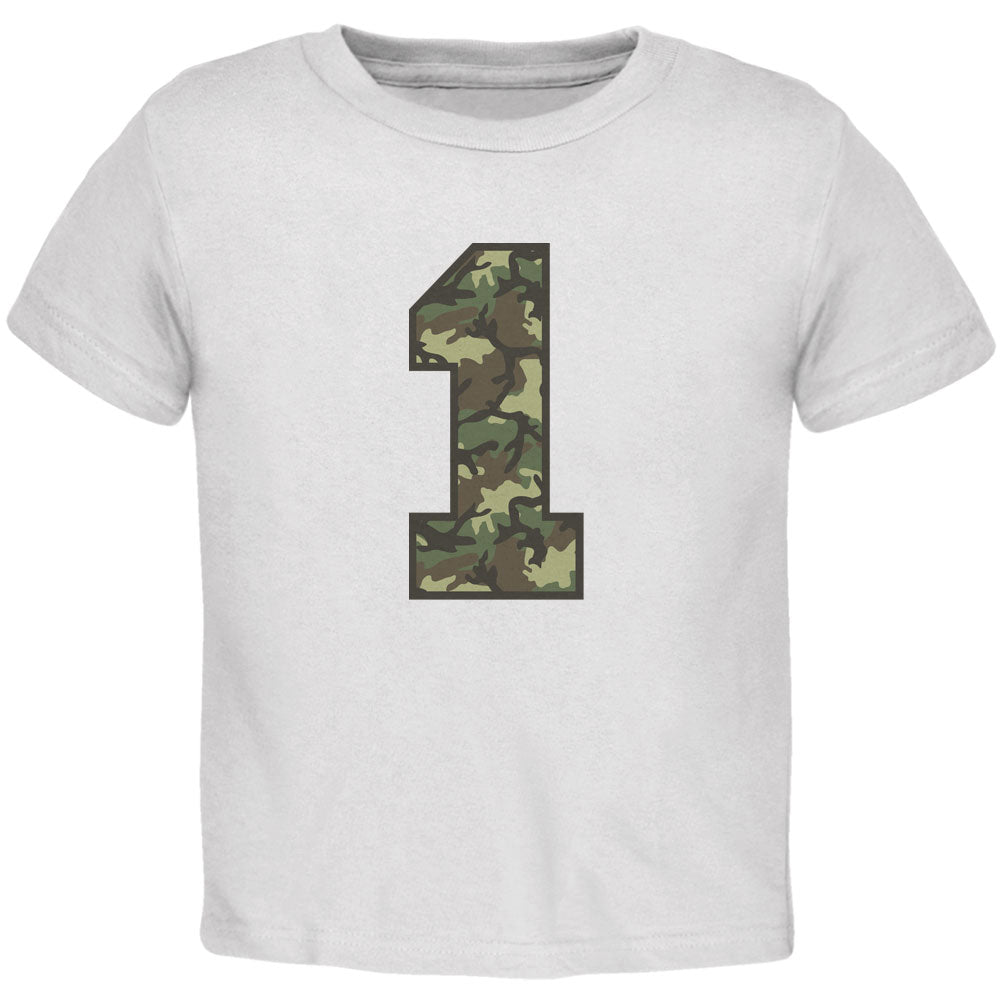 Birthday Kid Camo 1 1st First White Toddler T-Shirt Toddler T-Shirts Old Glory 2T White 