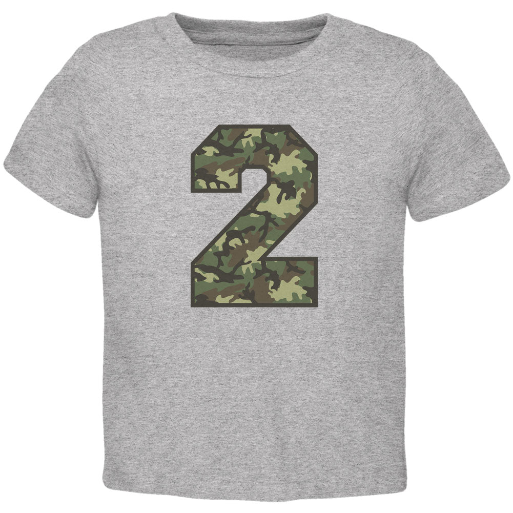 Birthday Kid Camo 2 2nd Second Heather Toddler T-Shirt Toddler T-Shirts Old Glory 2T Grey 