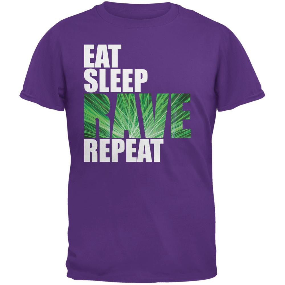 Eat Sleep Rave Repeat Purple Adult T-Shirt Men's T-Shirts Old Glory 2XL Purple 