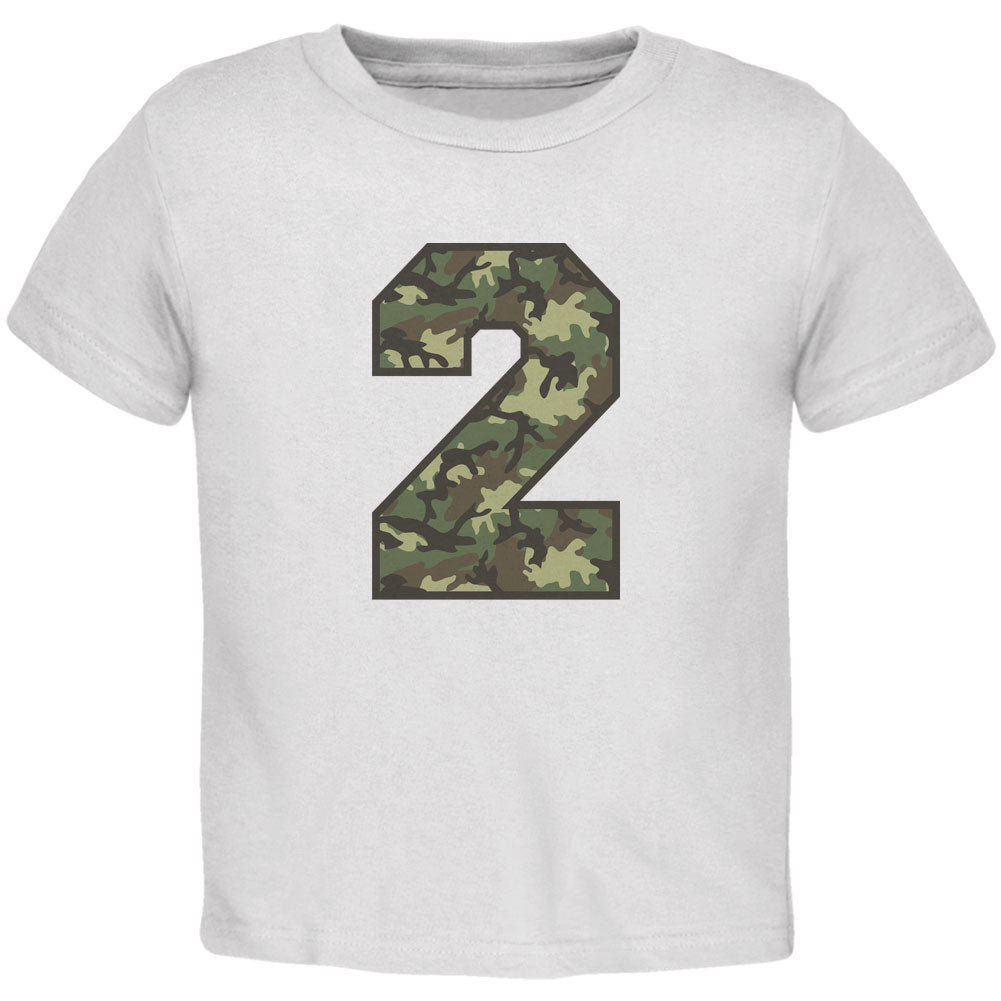 Birthday Kid Camo 2 2nd Second White Toddler T-Shirt Toddler T-Shirts Old Glory 2T White 