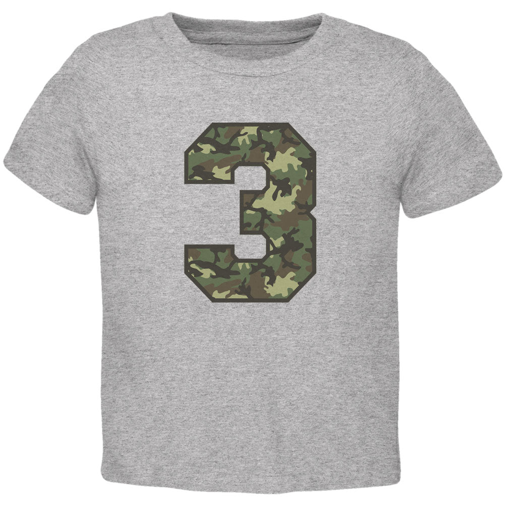 Birthday Kid Camo 3 3rd Third Heather Toddler T-Shirt Toddler T-Shirts Old Glory 2T Grey 