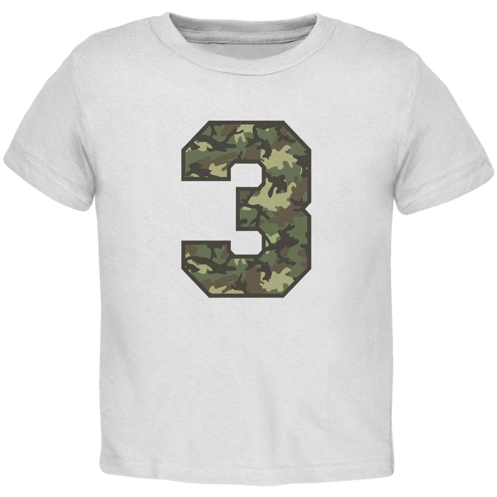 Birthday Kid Camo 3 3rd Third White Toddler T-Shirt Toddler T-Shirts Old Glory 2T White 