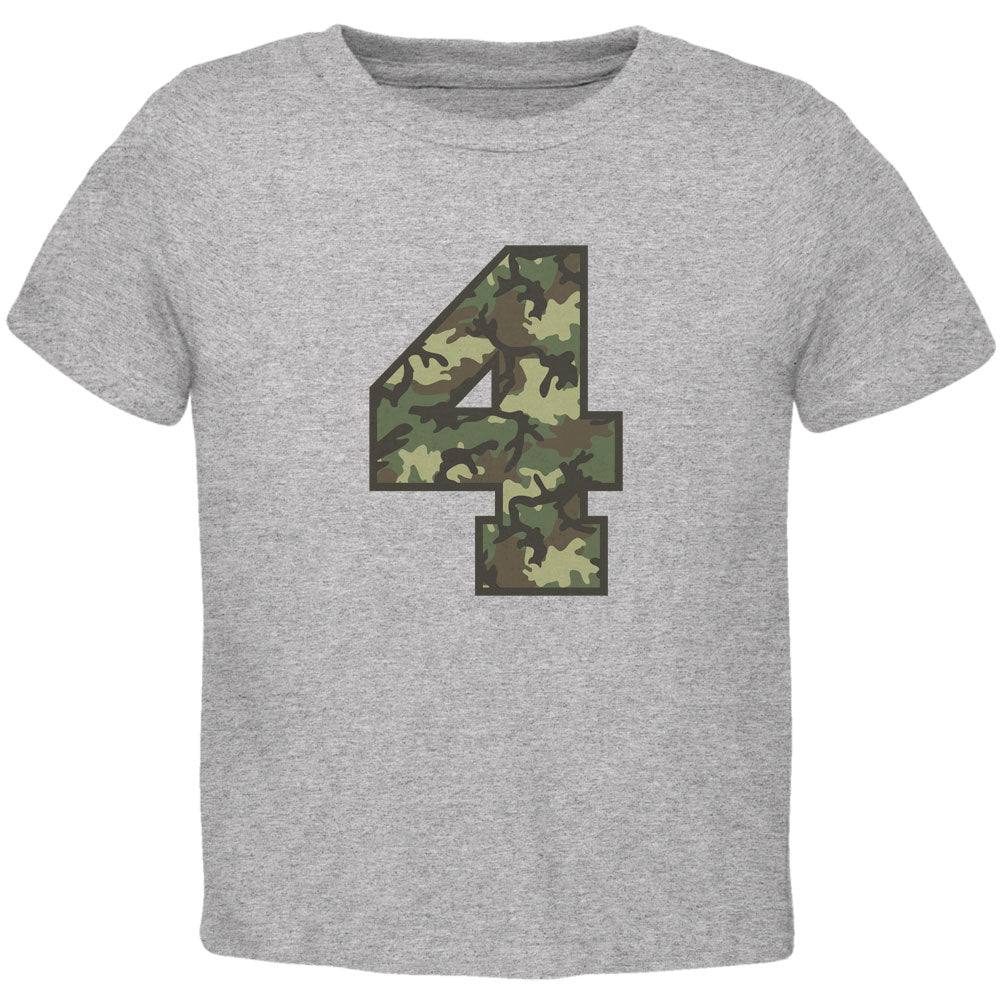 Birthday Kid Camo 4 4th Fourth Heather Toddler T-Shirt Toddler T-Shirts Old Glory 2T Grey 