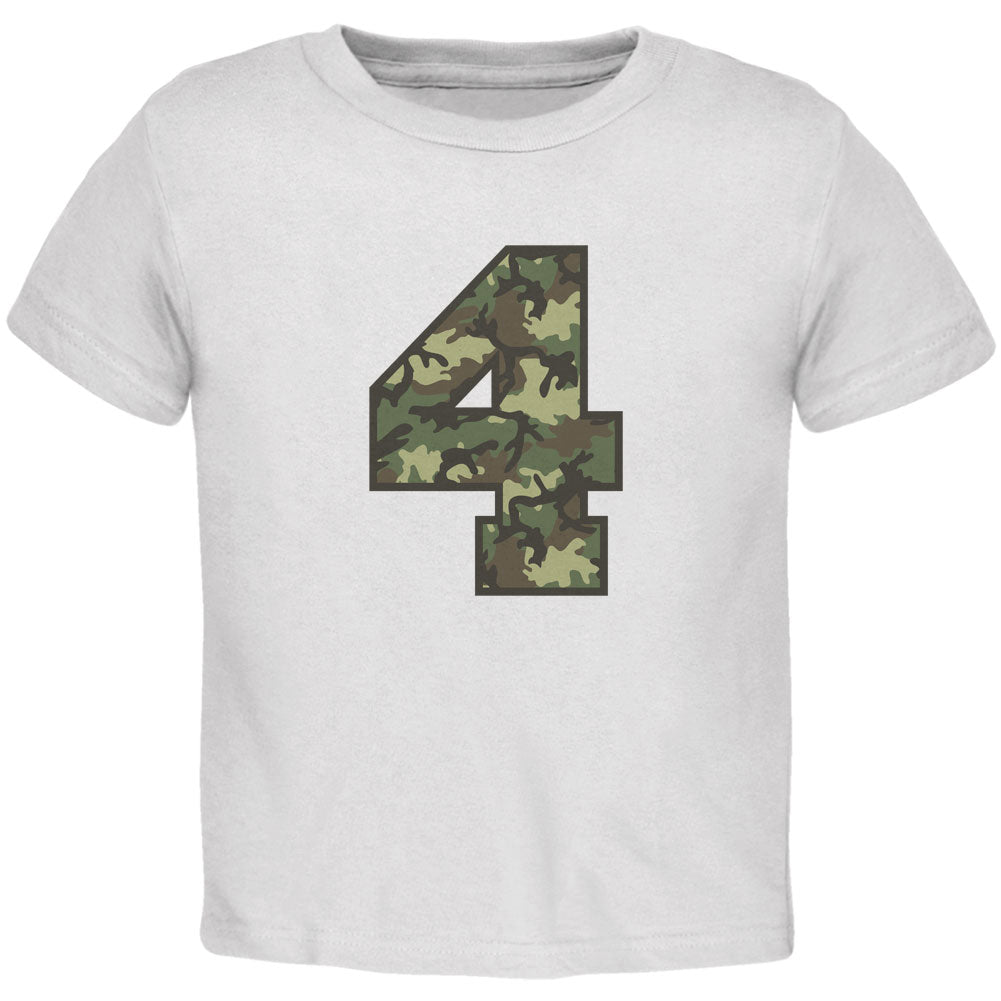 Birthday Kid Camo 4 4th Fourth White Toddler T-Shirt Toddler T-Shirts Old Glory 2T White 