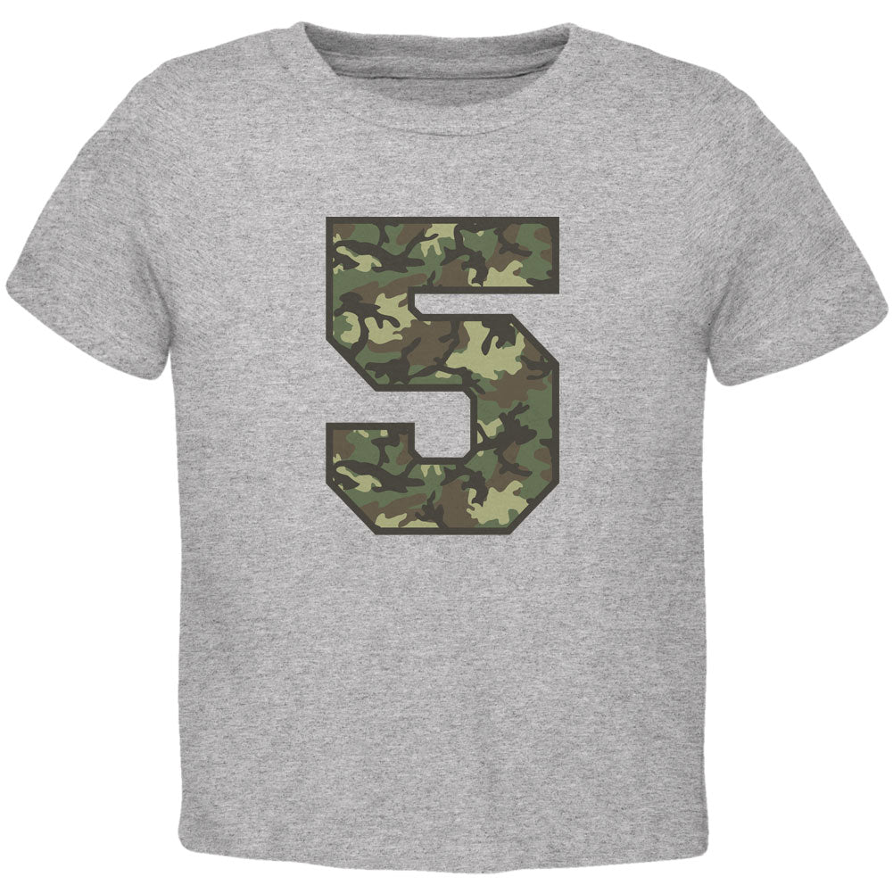 Birthday Kid Camo 5 5th Fifth Heather Toddler T-Shirt Toddler T-Shirts Old Glory 2T Grey 