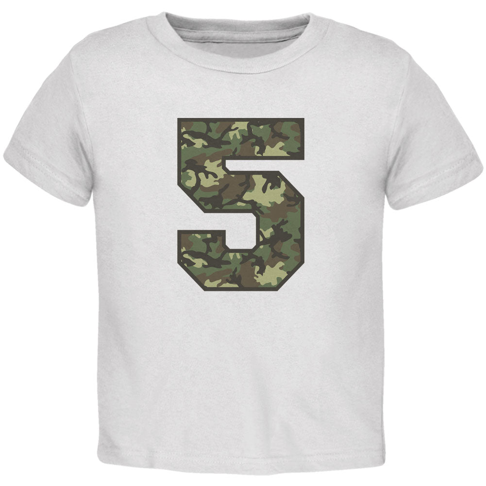 Birthday Kid Camo 5 5th Fifth White Toddler T-Shirt Toddler T-Shirts Old Glory 2T White 