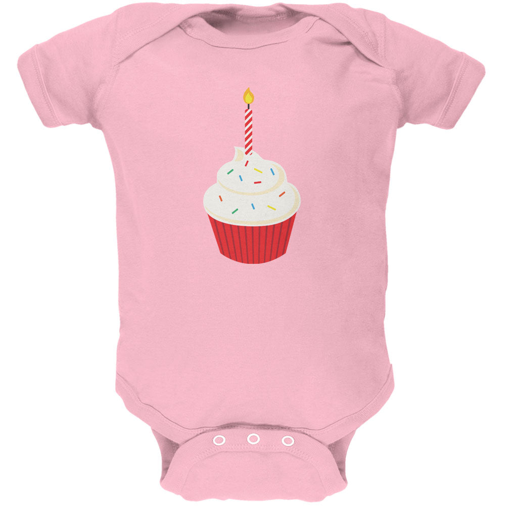 Birthday Kid Cupcake 1 1st First Light Pink Soft Baby One Piece Baby One Piece Old Glory 0-3M Pink 