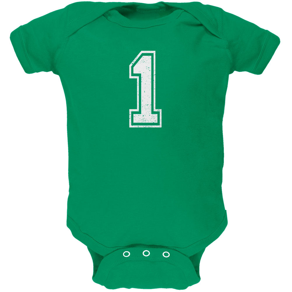 Birthday Kid Jersey 1 1st First Kelly Green Soft Baby One Piece Baby One Piece Old Glory 0-3M Green 