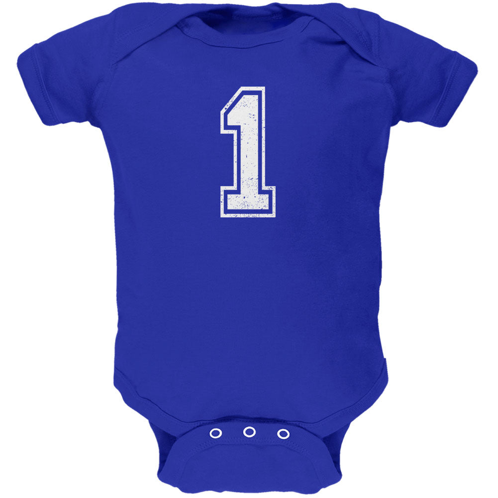 Birthday Kid Jersey 1 1st First Royal Soft Baby One Piece Baby One Piece Old Glory 0-3M Blue 