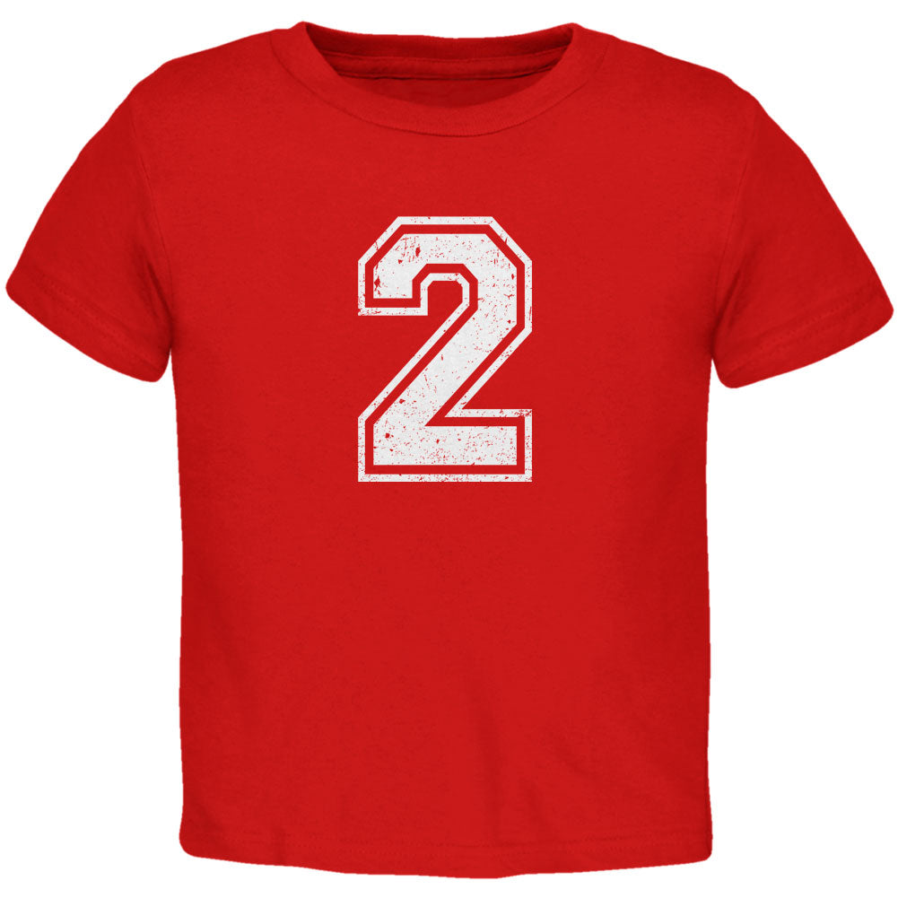 Birthday Kid Jersey 2 2nd Second Red Toddler T-Shirt Toddler T-Shirts Old Glory 2T Red 